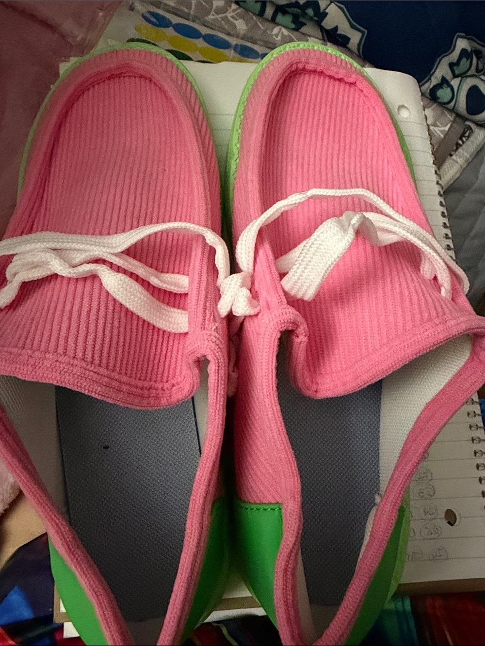Woman’s Pink and Green Casual Slip-On Shoes